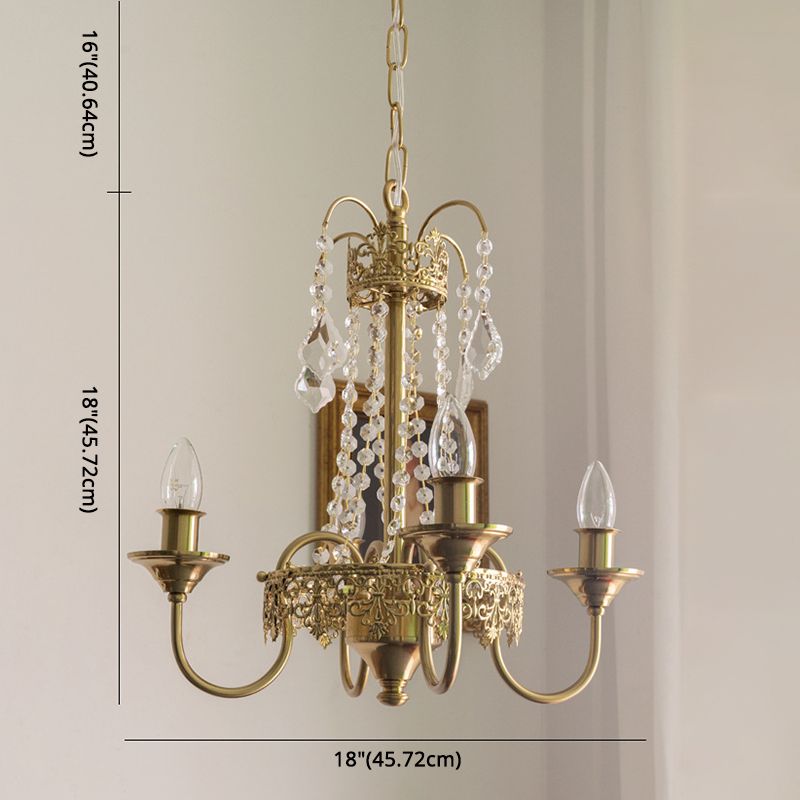 17.7" Diameter French Style Chandelier 4-Lights Metal Candlestick Pendant Light with Clear Crystal