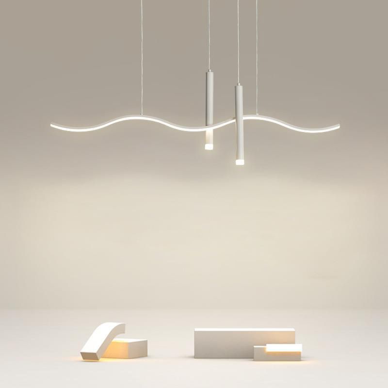 3-Light White Modernism Kitchen Island Lighting LED Metallic Ceiling Light
