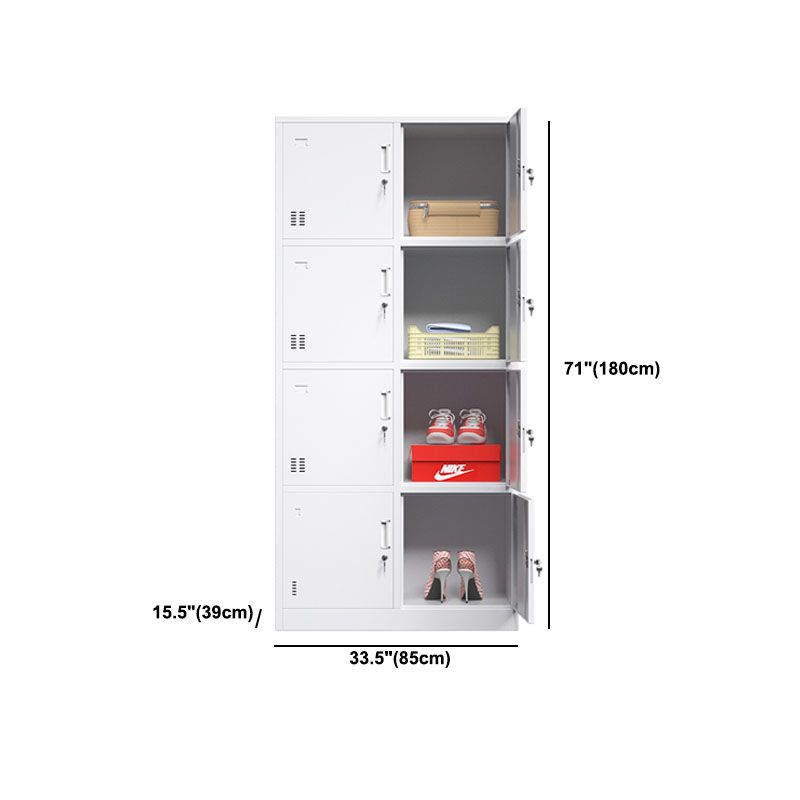 White Hinged Wardrobe Armoire Steel Storage Cabinet for Bedroom