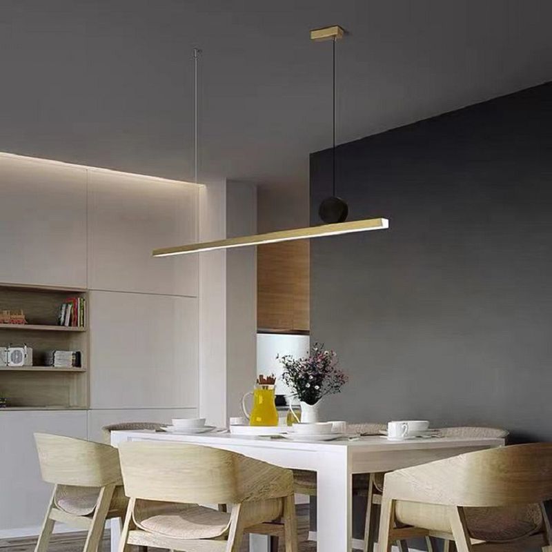 Zeitgenössischer Stil Linear Island Light Metal 1- Hellinsel Anhänger Licht