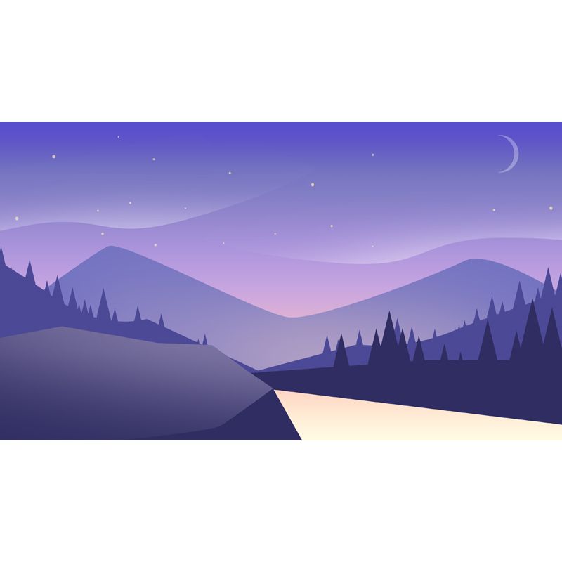 Full Size Road Curve Murals Wallpaper Modern Serene Starry Sky Wall Decor in Purple