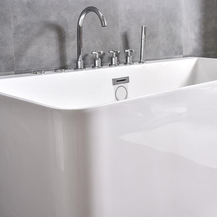 Modern Soaking Bathtub Acrylic Rectangular White Bathtub , 23.62-inch Tall
