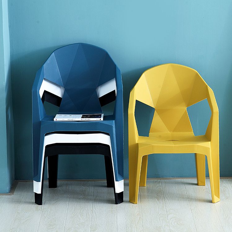Sillón de comedor interior moderno, sillas de comedor de plástico caseras apilables