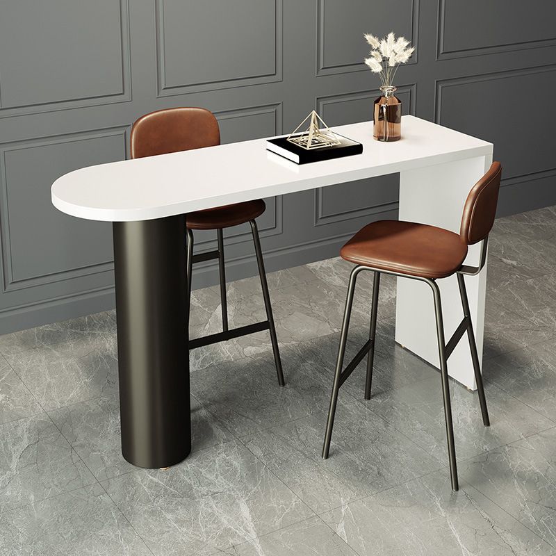 Contemporary White Wood Bar Table Double Pedestal Bar Dining Table