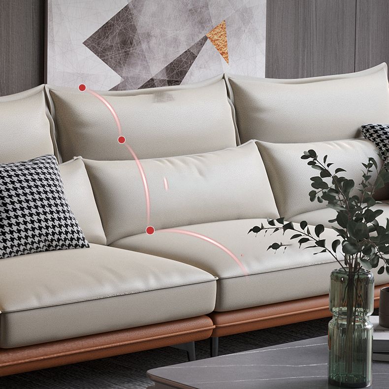 Flared Arm Sectional with Chaise Orange Faux Leather 4-seat Sectional