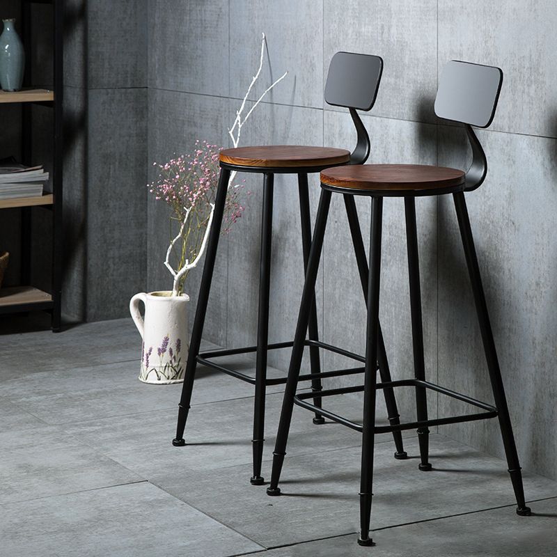 Contemporary Metal Dining Stools Round Bar Stools with Footrest