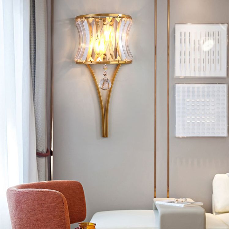 Moderne Stil gebogene Wandleuchten klare Kristall 2 Leichter Wandlampen in Gold und Schwarz