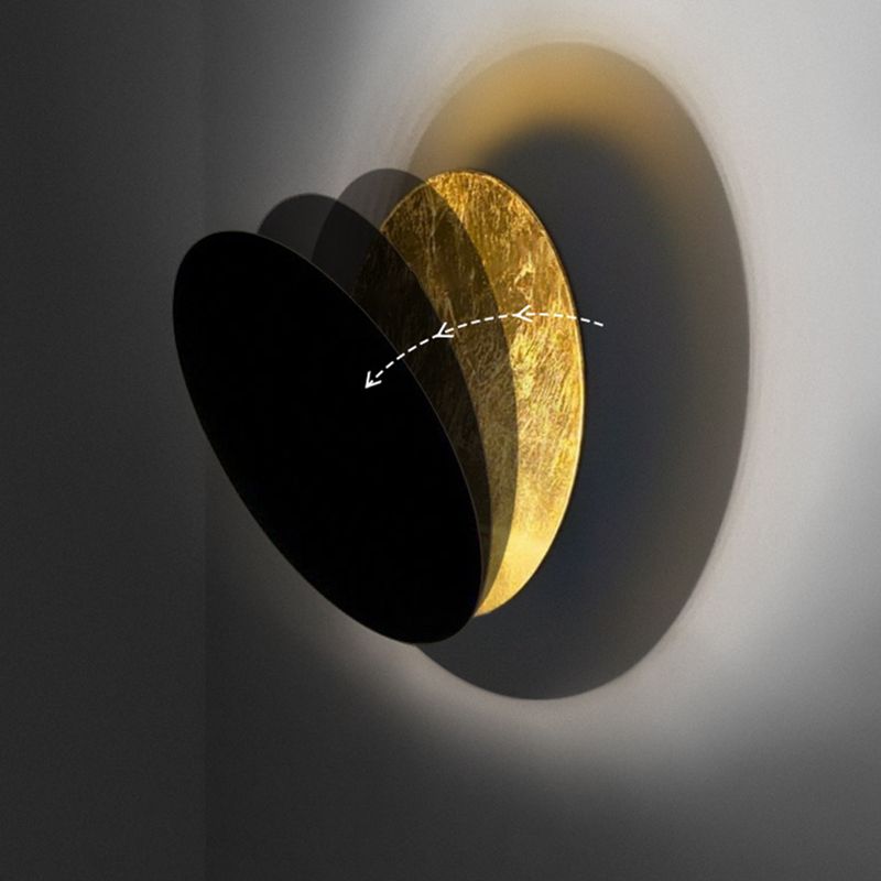 Light Luxury Metal Wall Light Circle Shape LED Rotatable Wall Lamp for Bedroom