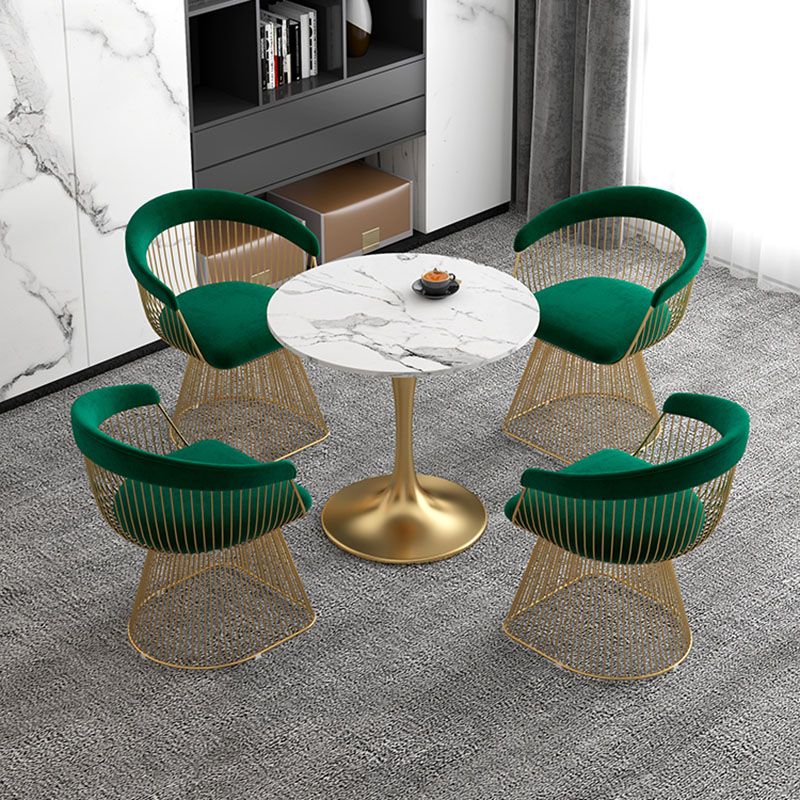 Modern 1/4/5 Pieces Dining Sintered Stone Dining Table Set with Metal Legs for Kitchen