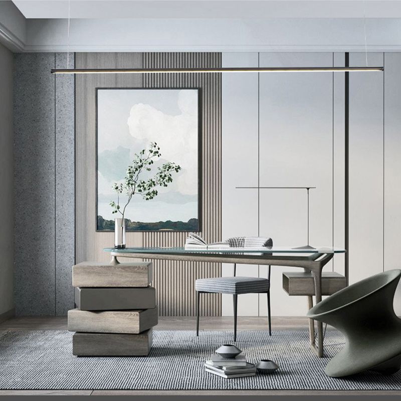 Modern Style Island Light Metal Straight Island Pendant for Dining Room