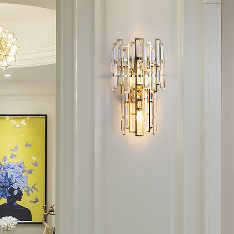 Crystal Geometric Shape Wall Sconce Modern Style 2 Lights Wall Light Fixture