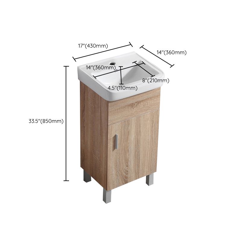 Mirror Vanity Wood Freestanding Rectangle 2 Doors Bathroom Vanity with Single Sink