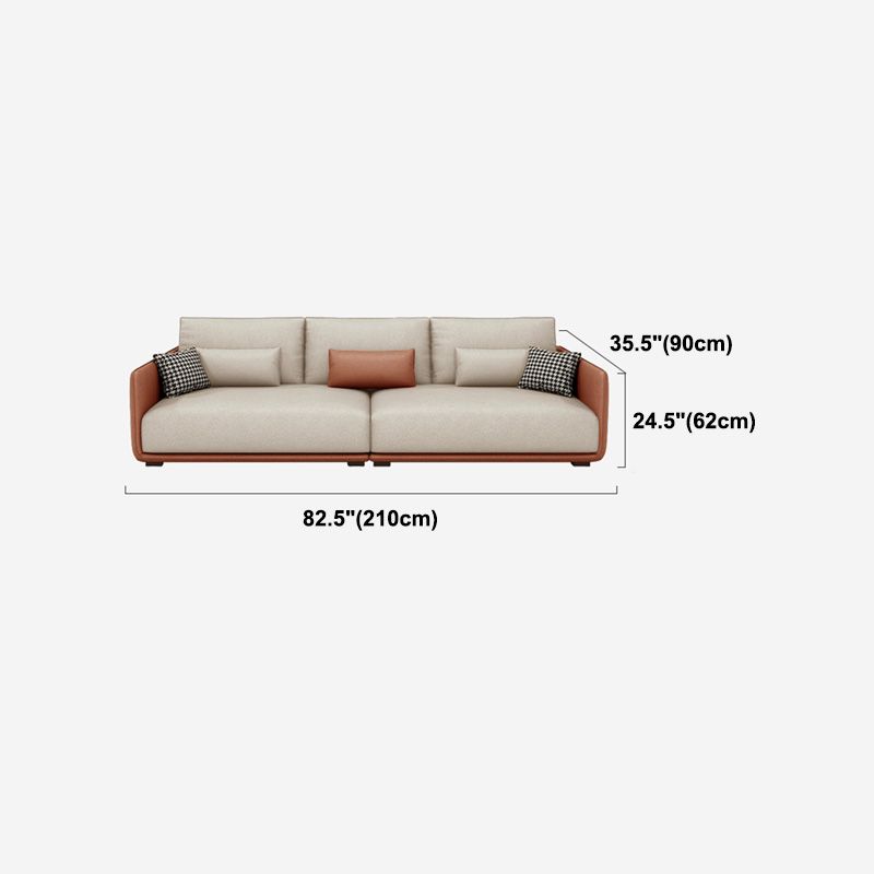 Faux Leather Pillow Back Sofa with Chaise Square Arm Sectional