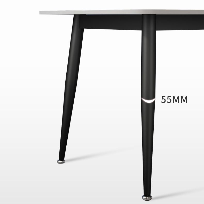Rectangular Stone Round Table Modern Dining Table Furniture with Metal Base
