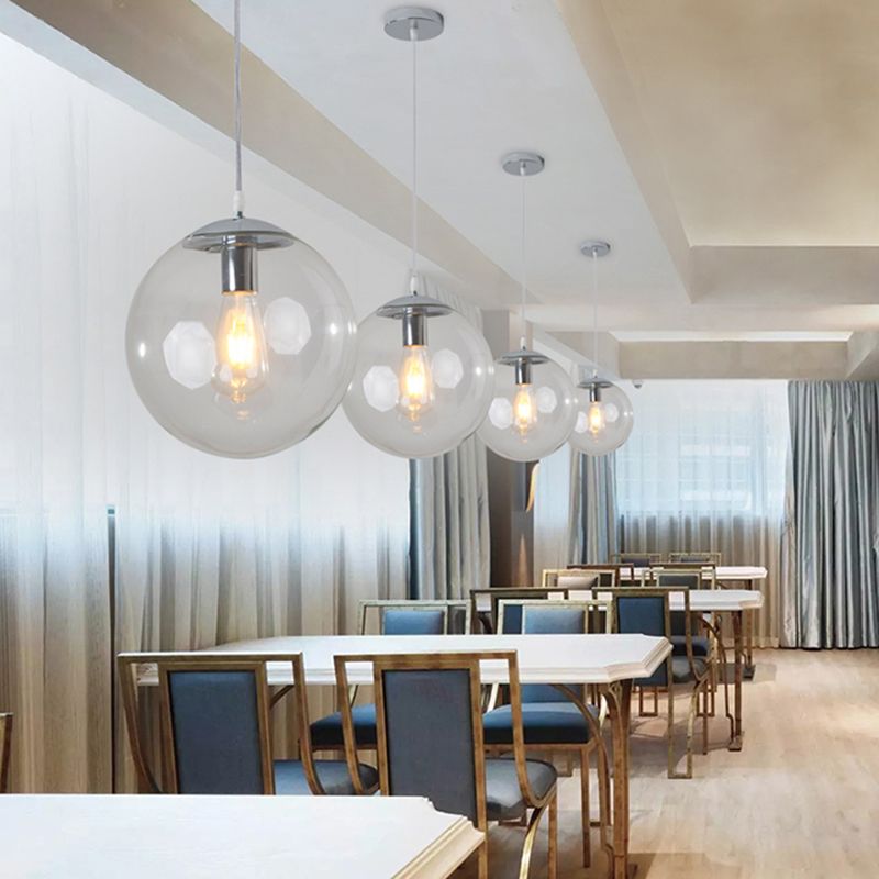 Balla di vetro appeso a sospensione moderna Apparecchi di illuminazione a sospensione per soggiorno