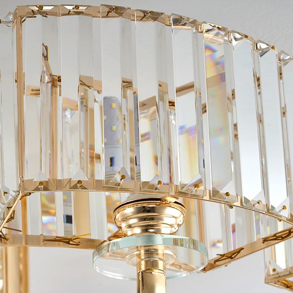 Moderne Metall-Halbblüte-Lampen-Golddecke mit Rechteckkristallschatten mehrköpfiger Kopf