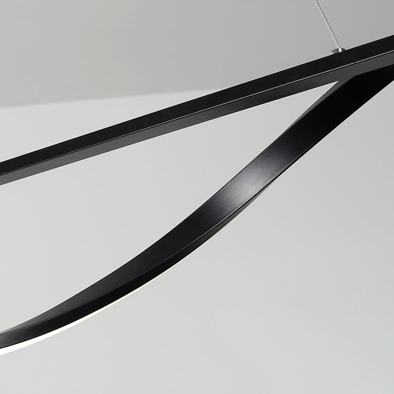 1 Light Linear Island Lights Contemporary Metal Island Chandelier with Acrylic Shade