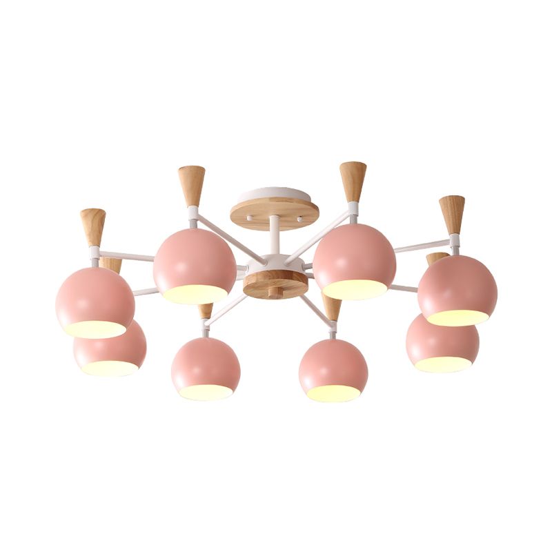 Nordic Metal Ceiling Light Colorful Bowl Shape Flush Mount Light for Bedroom