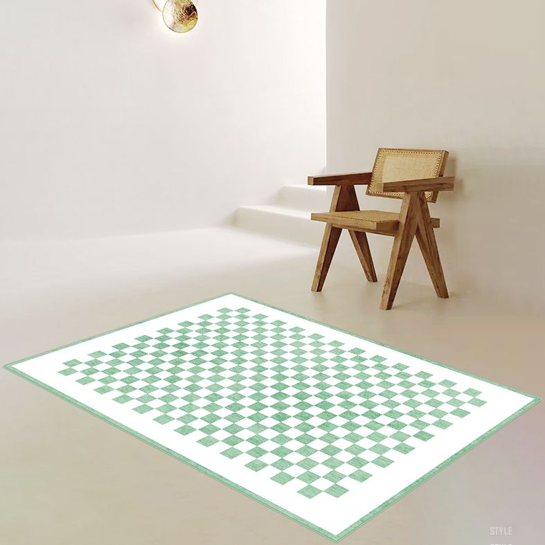 Minimalist Buffalo Plaid Rug Color Mixed Polyester Area Carpet Non-Slip Backing Rug for Living Room