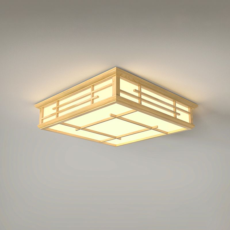 Japanische geometrische LED Flush Decke Licht Acryl Wohnzimmer Flush Montage Beleuchtung Armatur in Holz
