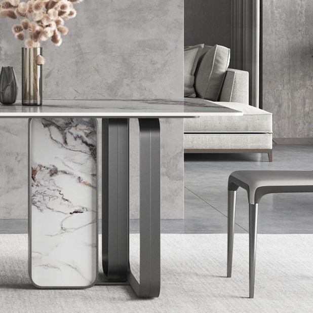 Nordic Sintered Stone Top Dining Set Rectangle 1/3/4/5/6/9 Pieces Dining Room Table Set