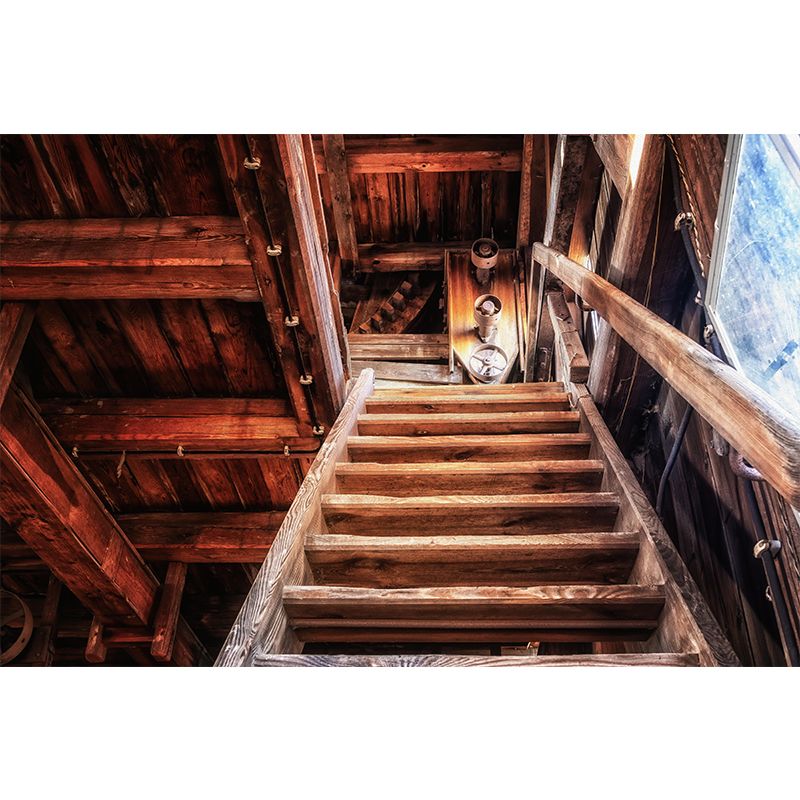 Photography Stairs Architecture Mural Wallpaper Stain Resistant for Bedroom