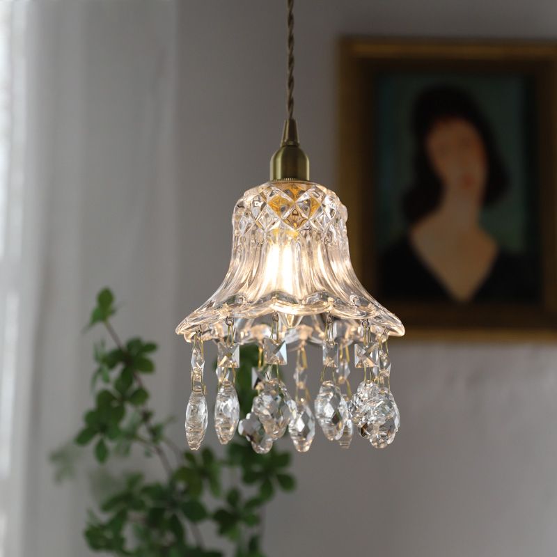 Modern Style Pendant Light Glass Crystal Hanging Light for Dining Room Living Room