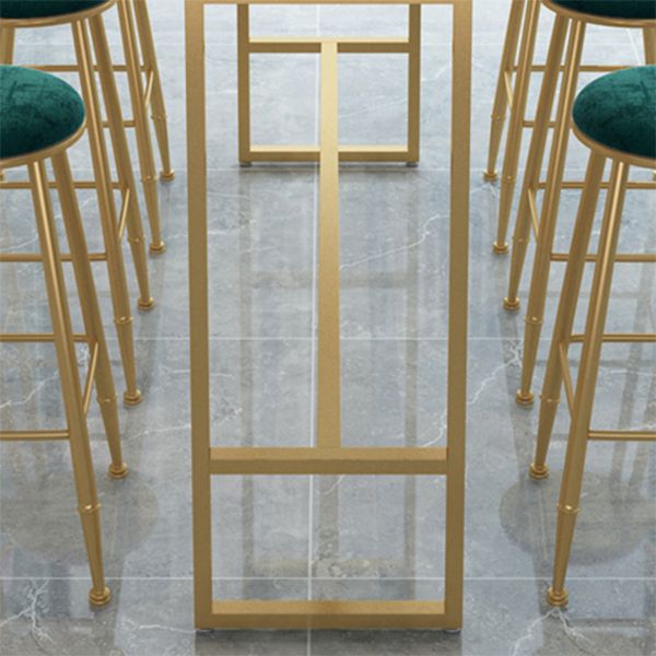 Glam Rectangle Counter Table White and Gold Trestle Stone Dinette Table