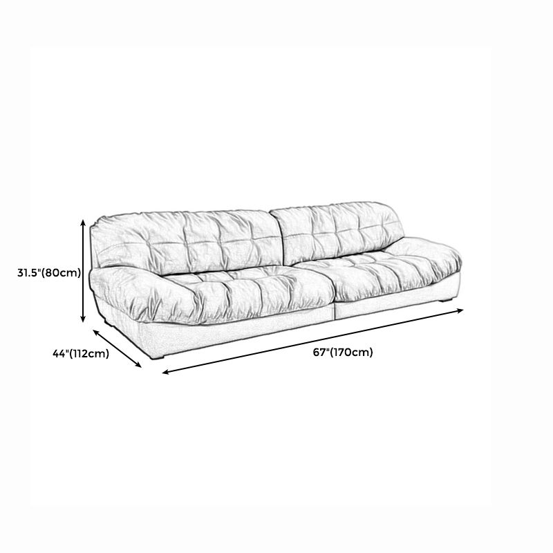 Modern Style Sofa with Pillow Back Sponge Cushion Frosted Velvet & Imitation Leather