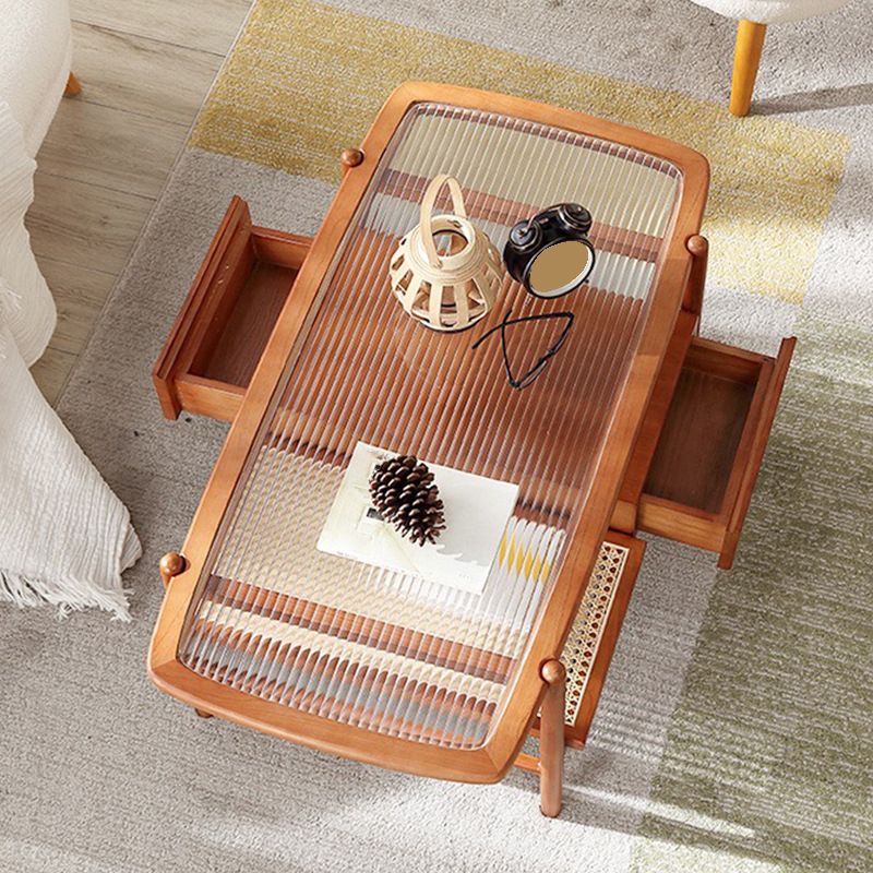 4 Legs Coffee Table Modernism Wood Cocktail Table in Natural