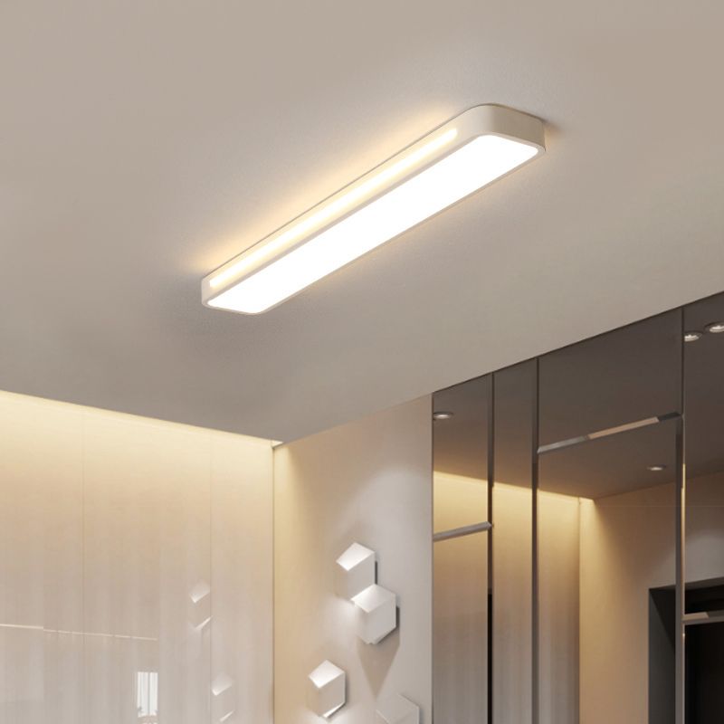 Plafonnier rectangulaire moderne à LED en métal blanc avec diffuseur en acrylique en lumière blanche/chaude, 48,3 cm/58,4 cm/78,7 cm de large