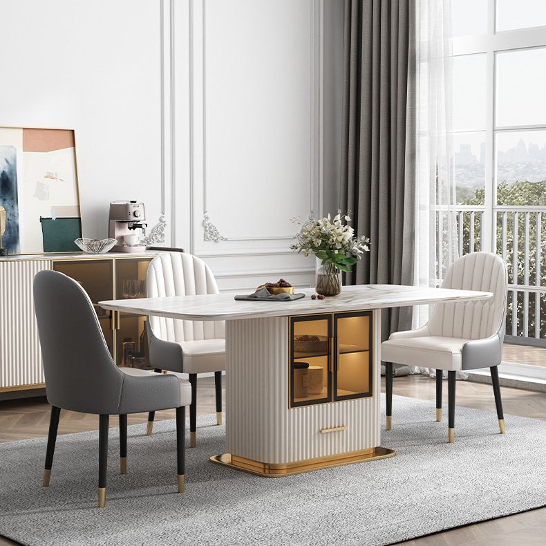 Minimalist 1/2/5/7 Pieces Dining Set Stone Rectangle Dining Table Set for Home