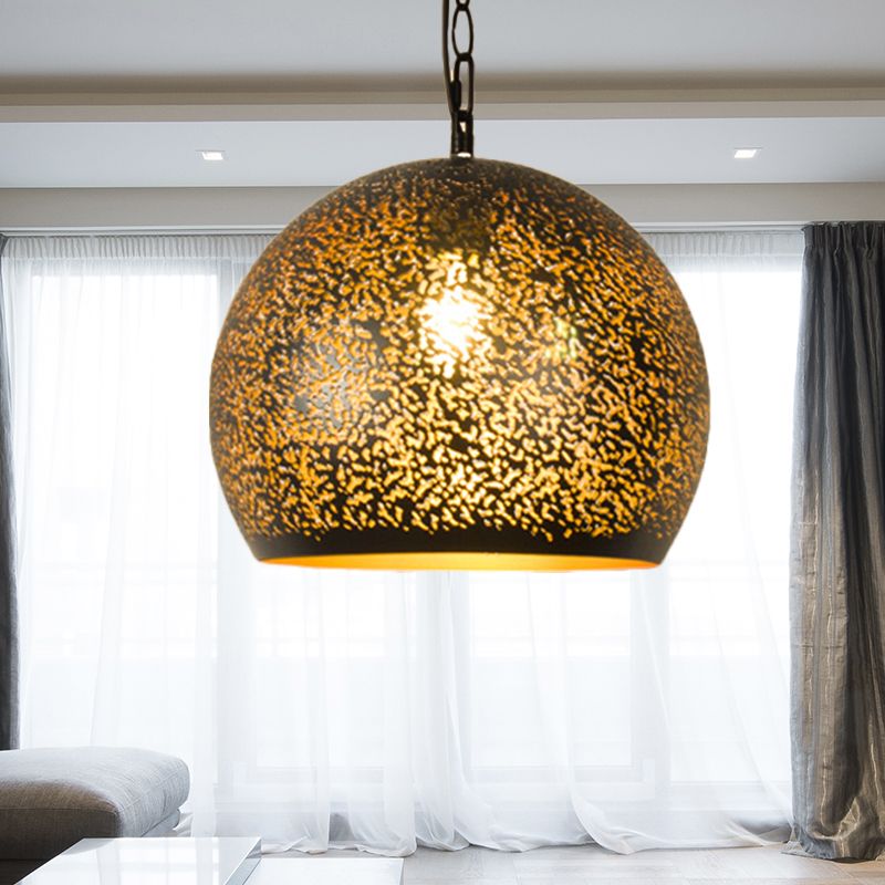 Laser Cut Hanging Lamp Art Deco 1 Bulb Metal Pendant Lighting Fixture in Brass, 5.5"/9.5"/10" Wide