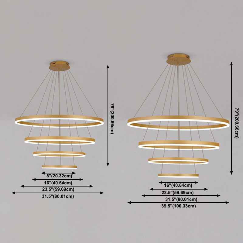 Nordic Layered Chandelier Metal Circle Chandelier Pendant for Living Room