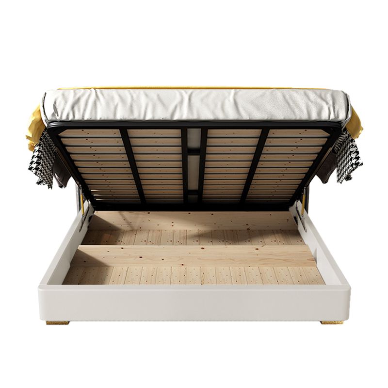 Modern & Contemporary Standard Bed Pine Wood Bed Frame with Metal Legs