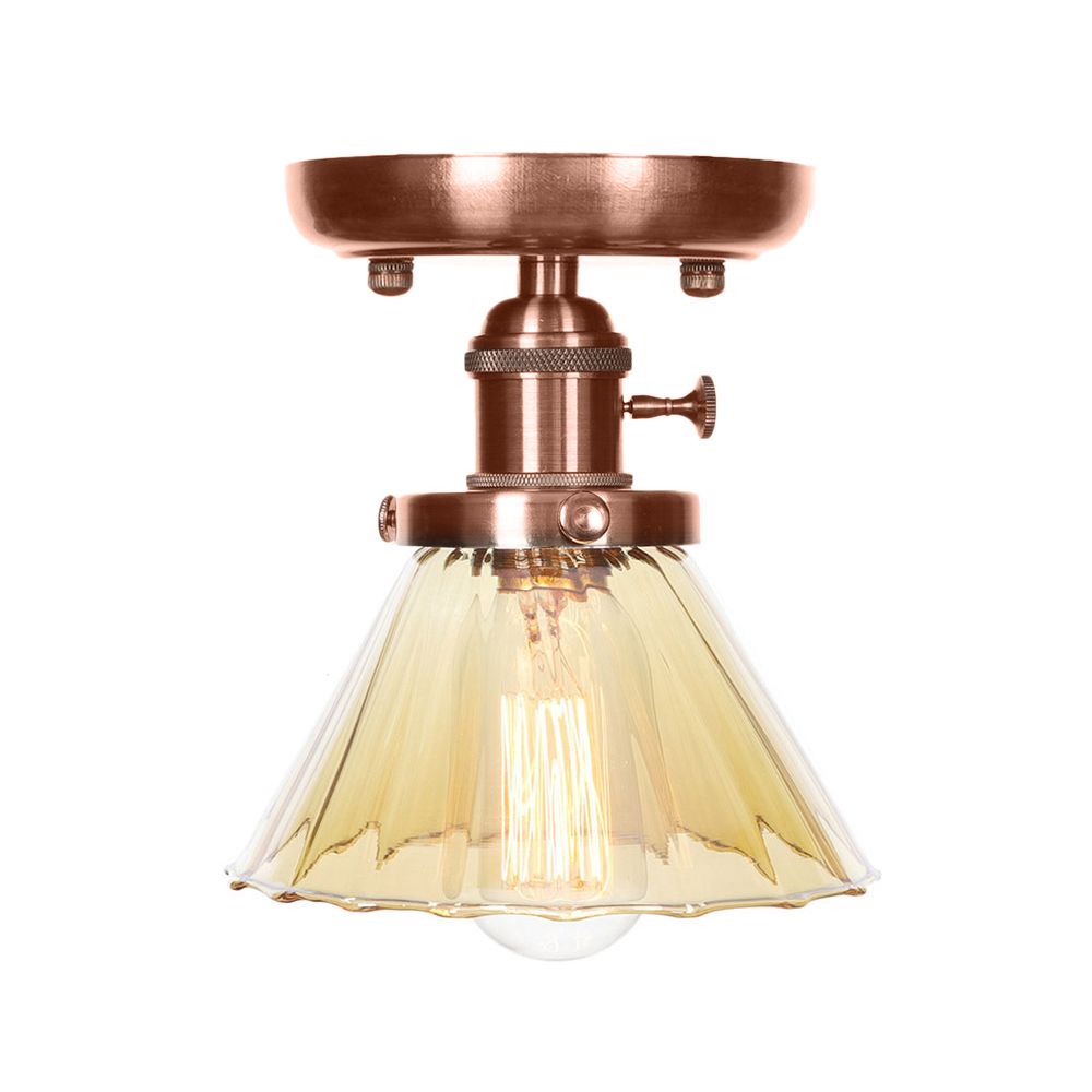 1 Apparecchio di illuminazione in vetro in vetro industriale a cono leggero/campana semifulpa