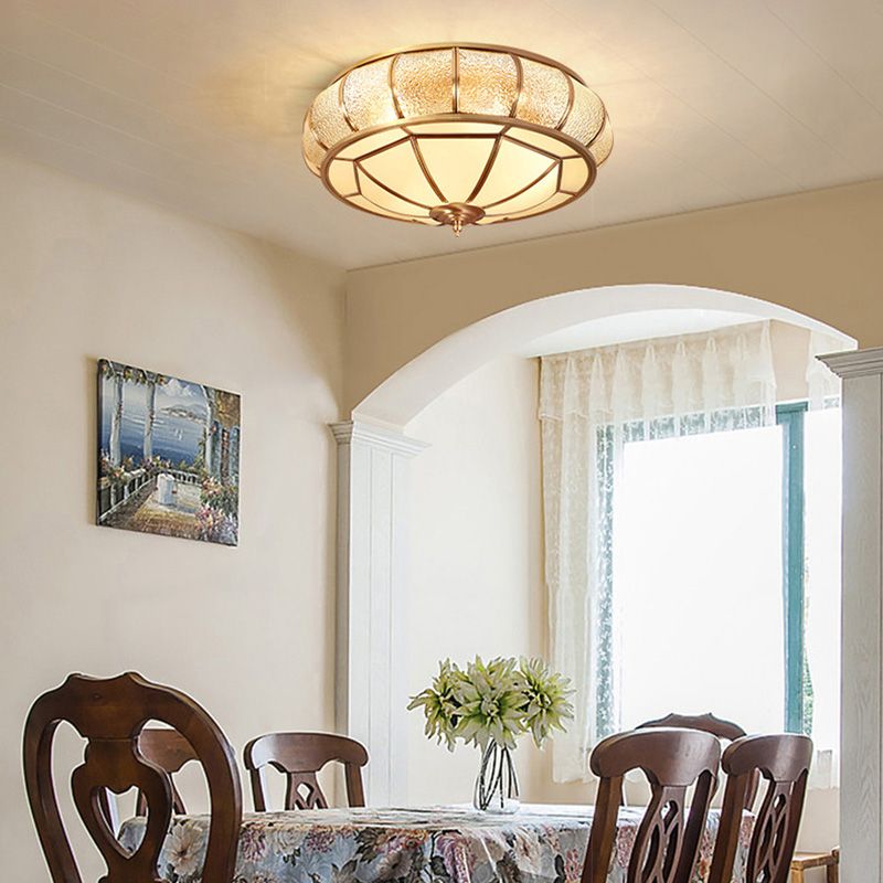 Glass Gold Ceiling Mounted Fixture Shaded Traditional Close to Ceiling Chandelier