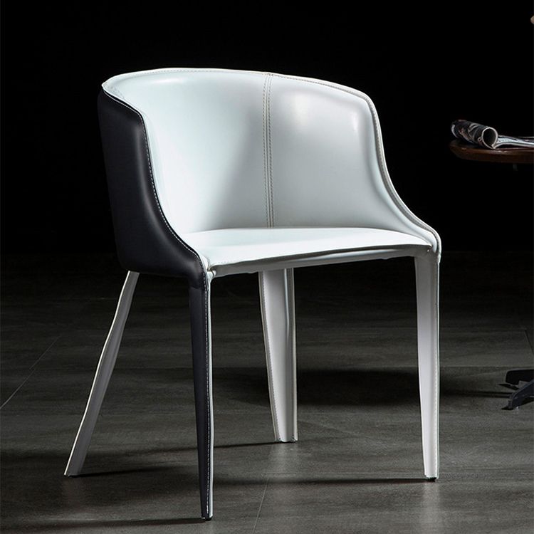 Designer Hotel Leather Arm Chair Matte Finish Solid Back Dining Chair