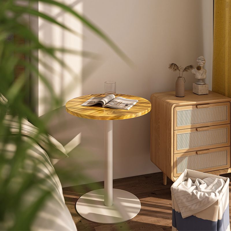 Round Pedestal End Table Minimalist Wood Side End Table for Living Room