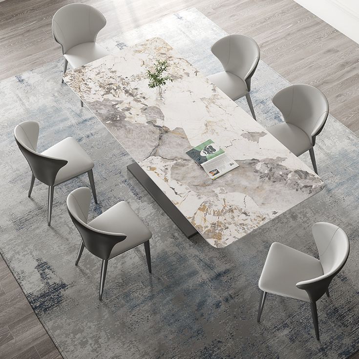 Modern Sintered Stone Top Dining Set Rectangle 1/2/3/4/5/7 Pieces Dining Table Set