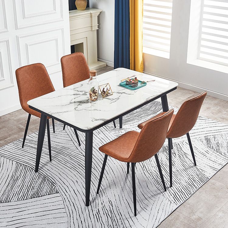 Macaron color Scandinavian Dining room Chair Leather Solid Back Side Chair