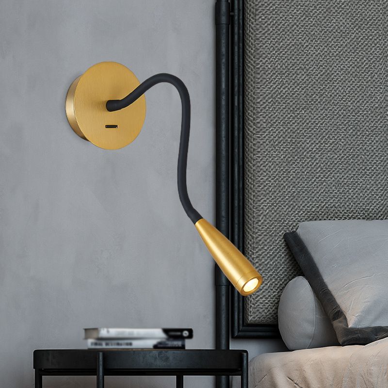 Adjustable Hose Design LED Wall Lamp Modern Style Aluminum Bedside Reading Light with Independent Switch