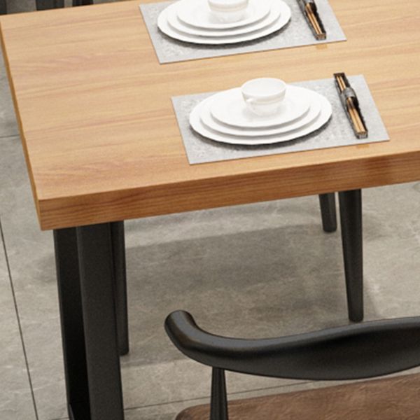 Trestle Base Dining Table Industrial Solid Wood Fixed Kitchen Desk