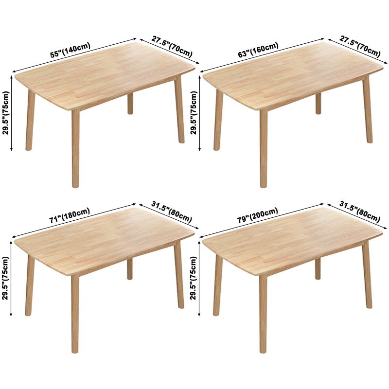 Modern Rectangle Pine Solid Wood Table 4 Legs Home Kitchen Dinner Furniture