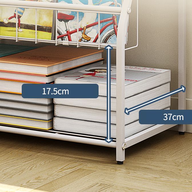Contemporary Metal Bookshelf White Ladder Shelf Bookcase for Study Room
