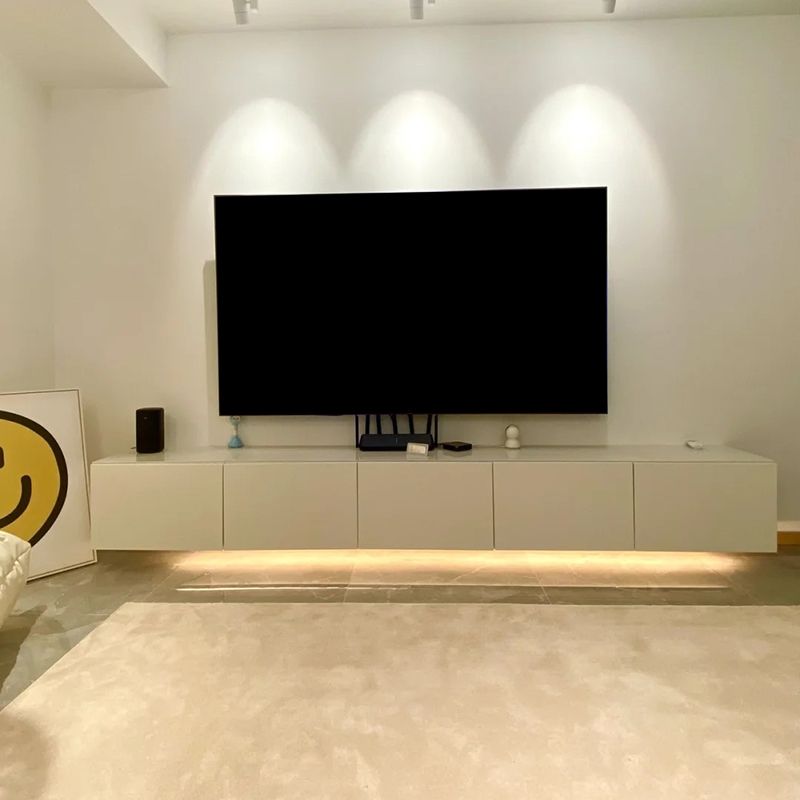 12 / 16 - Inch TV Console Faux Wood TV Console Stand With Cabinets / Drawers in White