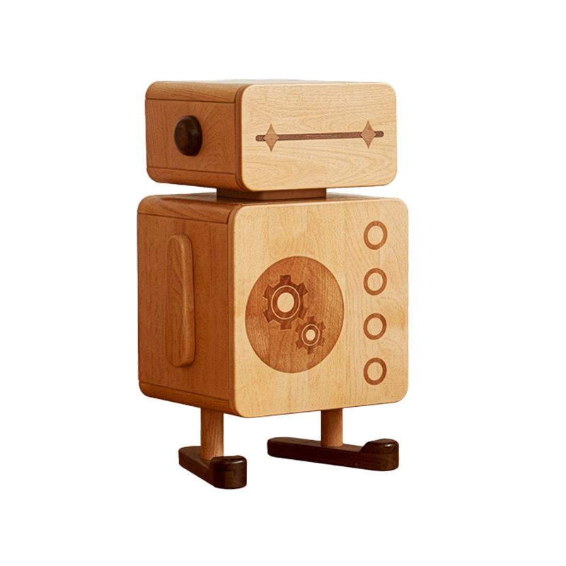 Modern No Theme Solid Wood Kids Bedside Table with Cabinet and Drawer