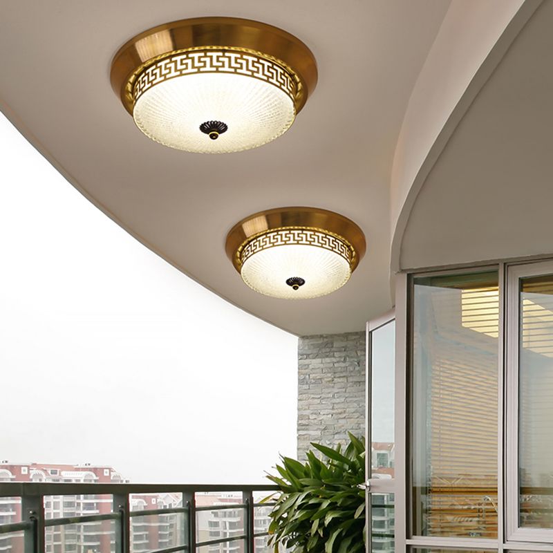 1-Light Round Flush Mount Light Modern Style Glass Flush Ceiling Lights