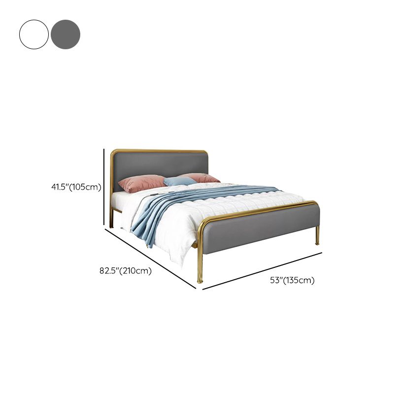 Glam Platform Bed Iron Frame Standard Bed with Rectangular Headboard