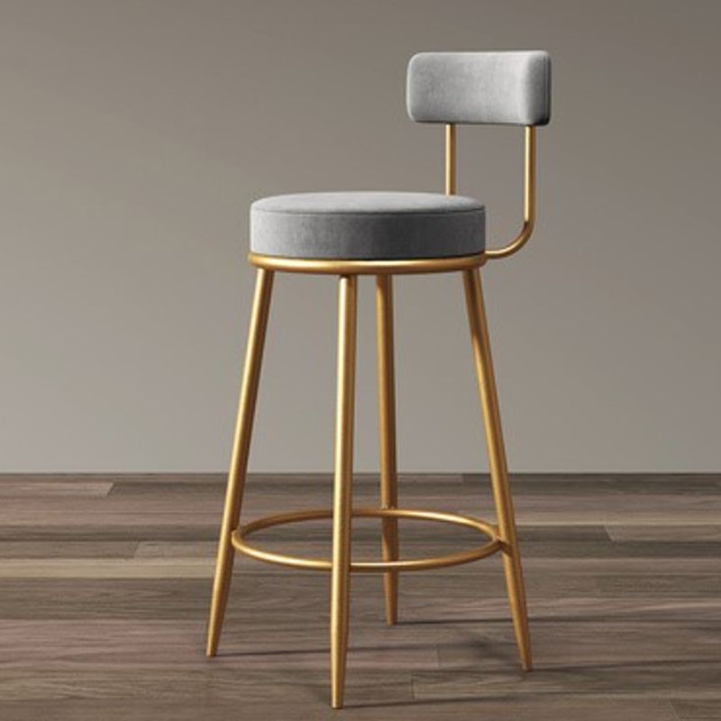 Glam Style Bar Stool Upholstered Bar Stools for Dining Room with Gold Frame